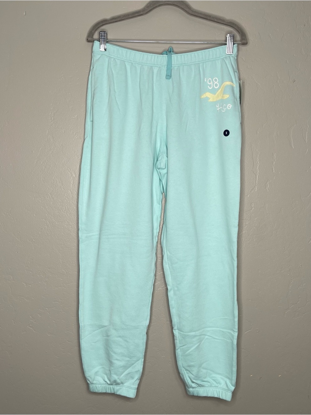 Hollister Womens Logo Graphic Light Blue Jogger Sweats Sz Small